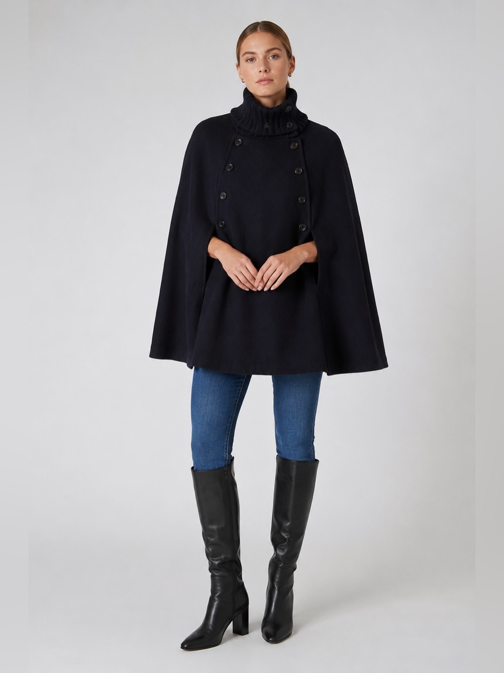 A.P.C. Virgin Wool Cape / Poncho Coat – Navy – Size M